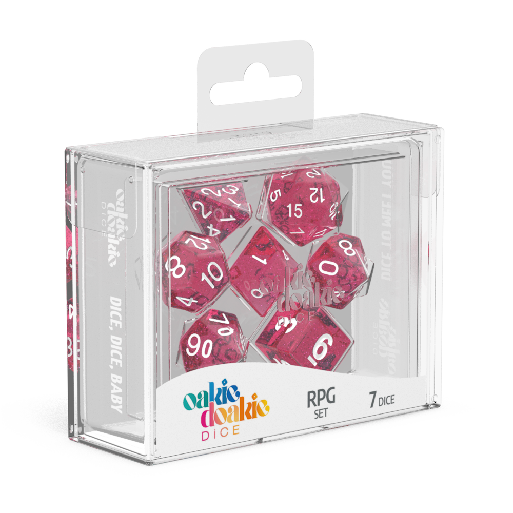 Oakie Doakie: Dice – RPG Set Speckled – Pink (7)