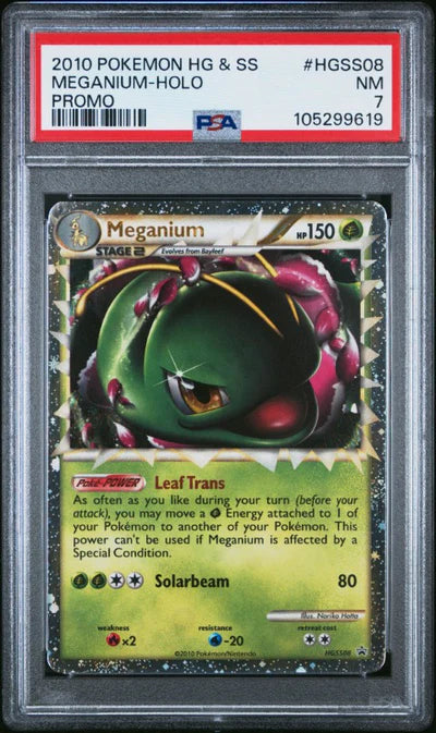 2010 POKEMON HEARTGOLD & SOULSILVER PROMO #HGSS08 MEGANIUM-HOLO PROMO PSA 8