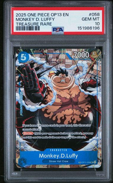 2025 ONE PIECE OP13-CARRYING ON HIS WILL #058 MONKEY D. LUFFY TREASURE RARE PSA 10