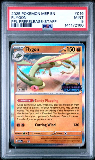 2025 POKEMON MEP EN-ME BLACK STAR PROMO #016 FLYGON PFL PRERELEASE-STAFF PSA 9