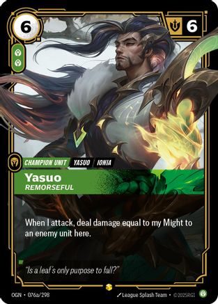 Yasuo - Remorseful (Alternate Art) (076a/298) - Origins Foil