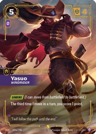 Yasuo - Windrider (Alternate Art) (205a/298) - Origins Foil