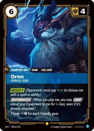 Ornn - Forge God (Alternate Art) (085a/221) - Spiritforged Foil