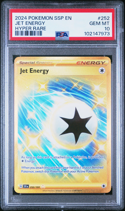 2024 POKEMON SSP EN-SURGING SPARKS #252 JET ENERGY HYPER RARE PSA 10