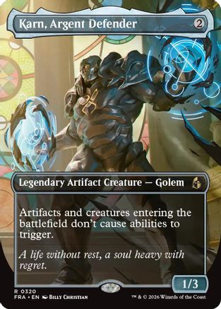 Karn, Argent Defender (Borderless) (FRA-320) [Reality Fracture] Foil