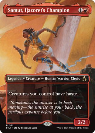 Samut, Hazoret's Champion (Borderless) (FRA-311) [Reality Fracture] Foil
