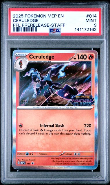 2025 POKEMON MEP EN-ME BLACK STAR PROMO #014 CERULEDGE PFL PRERELEASE-STAFF PSA 9