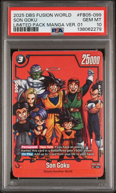 2025 DRAGON BALL SUPER CARD GAME FUSION WORLD LIMITED PACK MANGA VERSION 01 #FB05-099 SON GOKU PSA 10