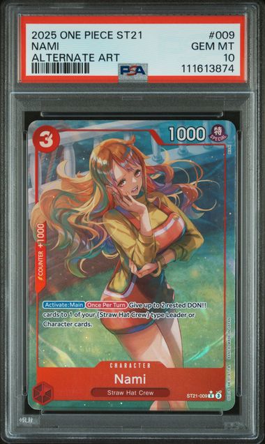 2025 ONE PIECE STARTER DECK ST21-EX GEAR 5 #009 NAMI ALTERNATE ART PSA 10