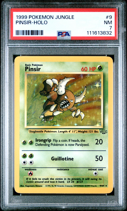 1999 POKEMON JUNGLE #9 PINSIR-HOLO PSA 7