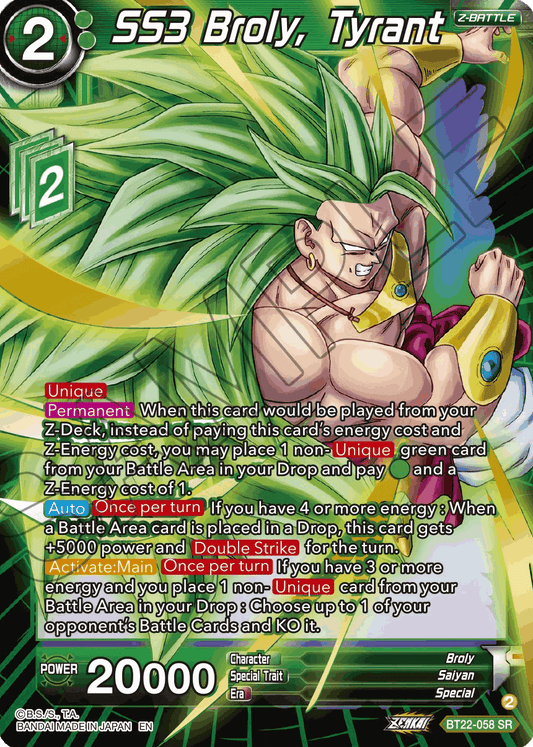 BT22-058 - SS3 Broly, Tyrant SR