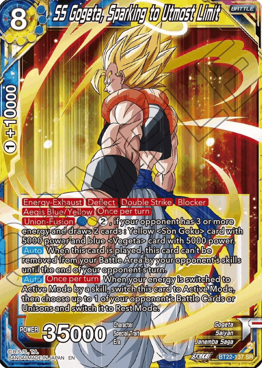 BT22-137 - SS Gogeta, Sparking to Utmost Limit SR