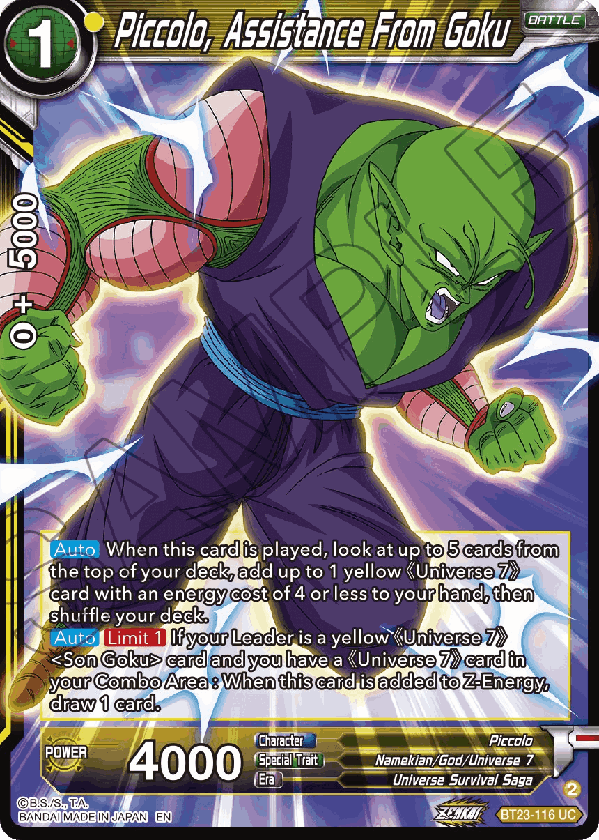 BT23-116 - Piccolo, Assistance From Goku