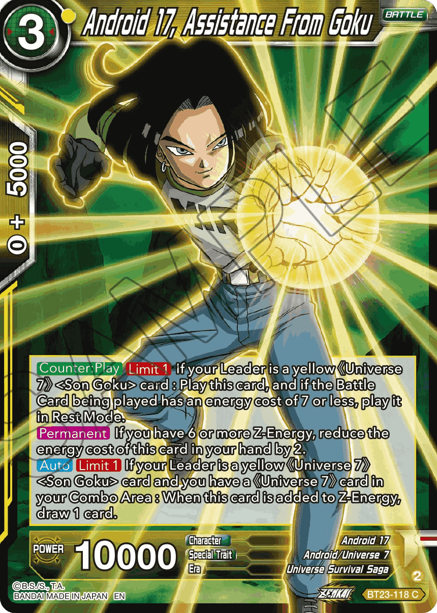 BT23-118 - Android 17, Assistance From Goku