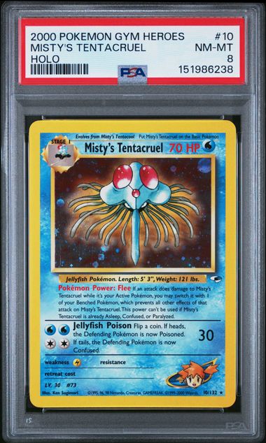 2000 POKEMON GYM HEROES #10 MISTY'S TENTACRUEL HOLO PSA 8