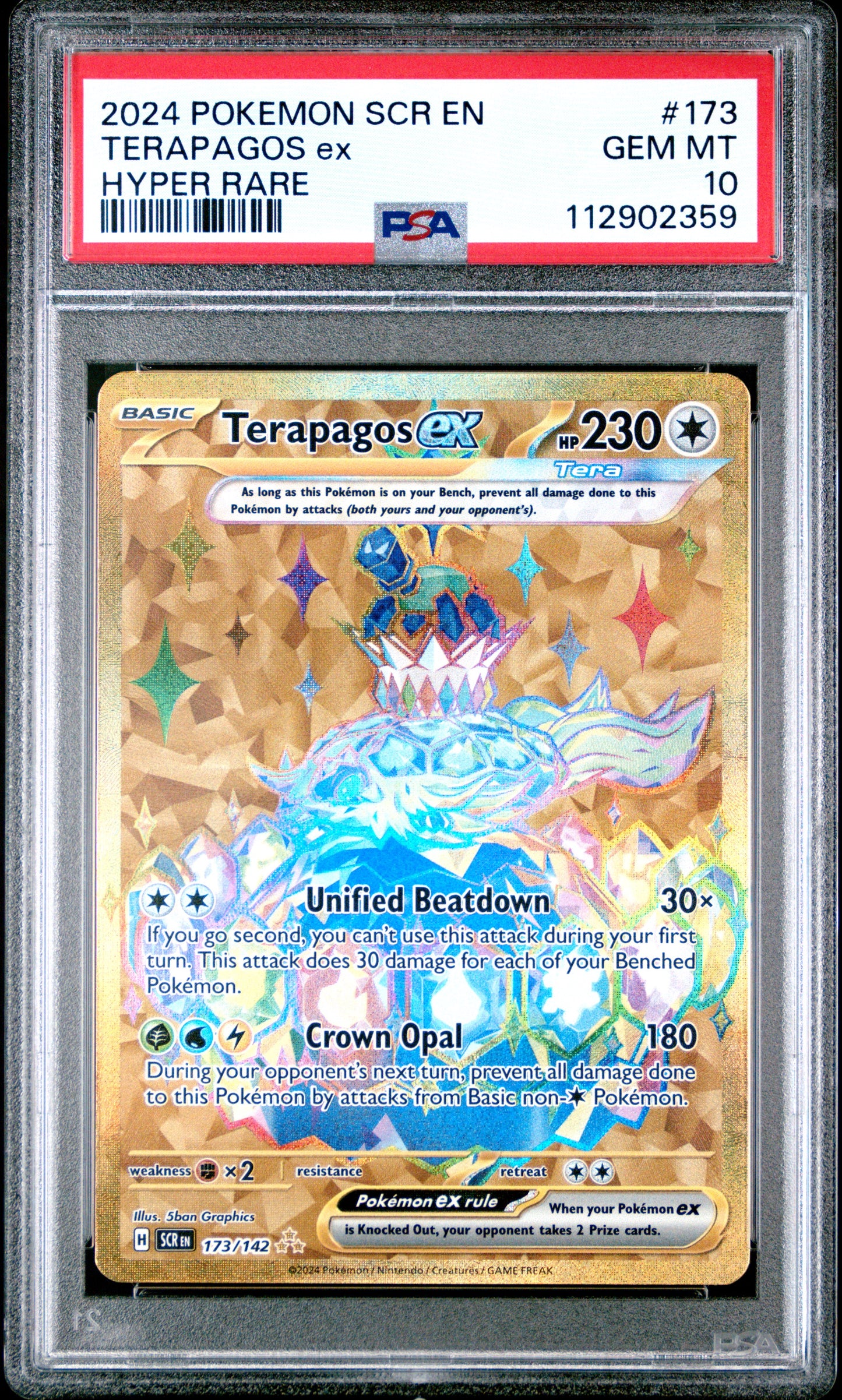 2024 POKEMON SCR EN-STELLAR CROWN #173 TERAPAGOS ex HYPER RARE PSA 10