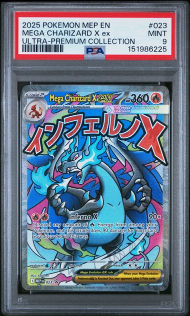 2025 POKEMON MEP EN-ME BLACK STAR PROMO #023 MEGA CHARIZARD X ex ULTRA-PREMIUM COLLECTION PSA 9