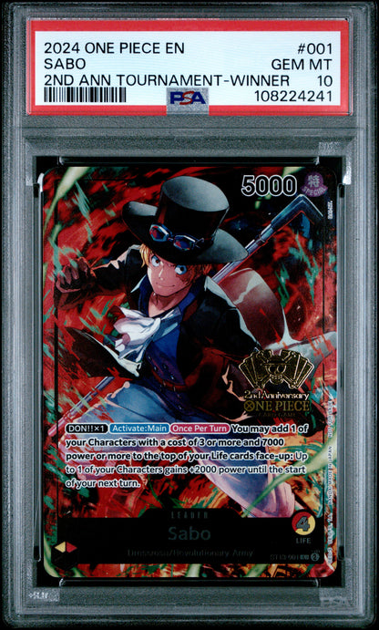 2024 ONE PIECE PROMOS #003 MONKEY D. LUFFY / SABO / PORTGAS D. ACE 2ND ANN TOURNAMENT-WINNER SEQUENTIAL PSA 10 SET