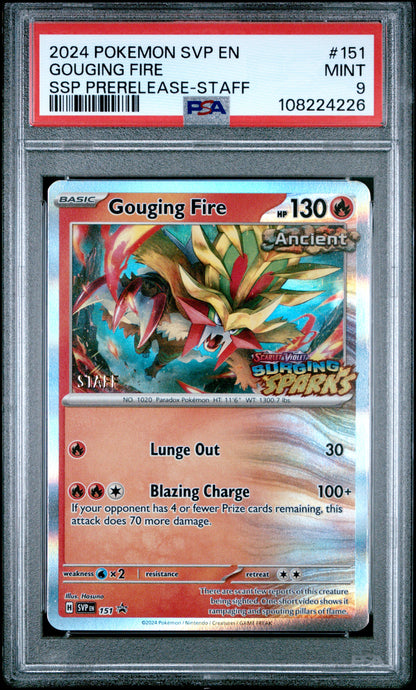 2024 POKEMON SVP EN-SV BLACK STAR PROMO #151 GOUGING FIRE SSP PRERELEASE-STAFF PSA 9
