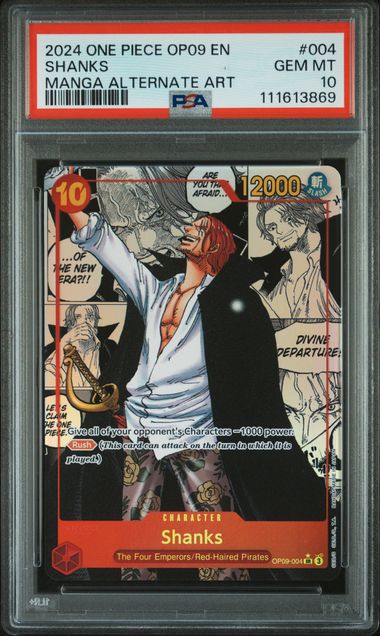2024 ONE PIECE OP09-EMPERORS IN THE NEW WORLD #004 SHANKS MANGA ALTERNATE ART PSA 10