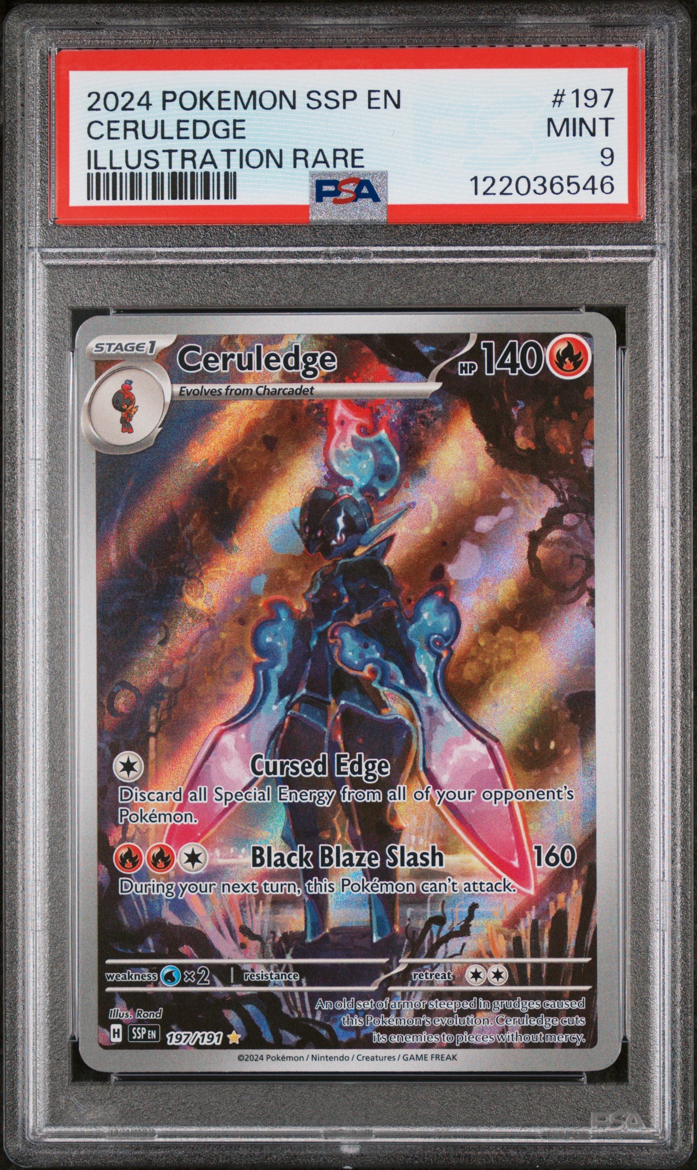 2024 POKEMON SSP EN-SURGING SPARKS #197 CERULEDGE ILLUSTRATION RARE PSA 9