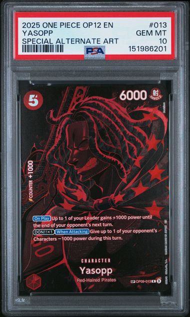 2025 ONE PIECE OP12-LEGACY OF THE MASTER #013 YASOPP SPECIAL ALTERNATE ART PSA 10