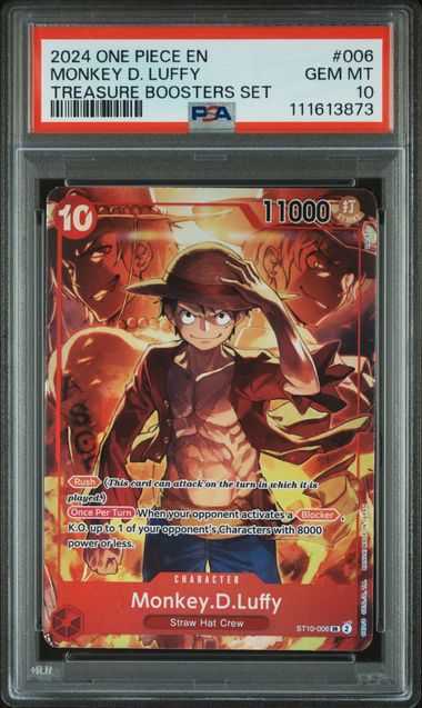 2024 ONE PIECE PROMOS #006 MONKEY D. LUFFY TREASURE BOOSTERS SET PSA 10