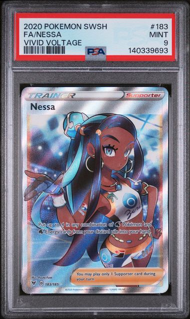 2020 POKEMON SWORD & SHIELD VIVID VOLTAGE #183 FA/NESSA VIVID VOLTAGE PSA 9