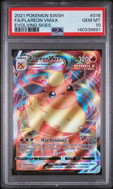 2021 POKEMON SWORD & SHIELD EVOLVING SKIES #018 FA/FLAREON VMAX EVOLVING SKIES PSA 10