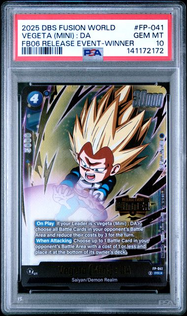 2025 DRAGON BALL SUPER CARD GAME FUSION WORLD RIVALS CLASH RELEASE EVENT #FP-041 VEGETA (MINI) : DA FB06 RELEASE EVENT-WINNER PSA 10