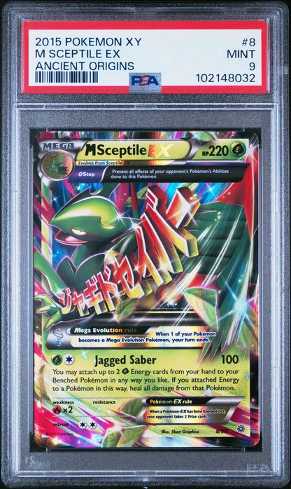 2015 POKEMON XY ANCIENT ORIGINS #8 M SCEPTILE EX ANCIENT ORIGINS PSA 9