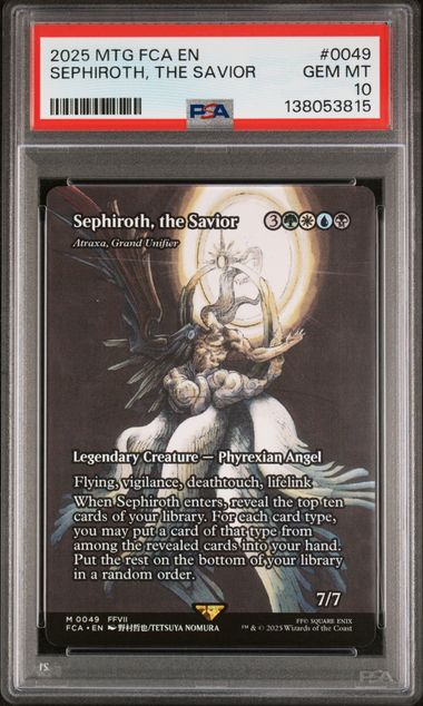 2025 MAGIC THE GATHERING FINAL FANTASY THROUGH THE AGES #0049 SEPHIROTH, THE SAVIOR PSA 10