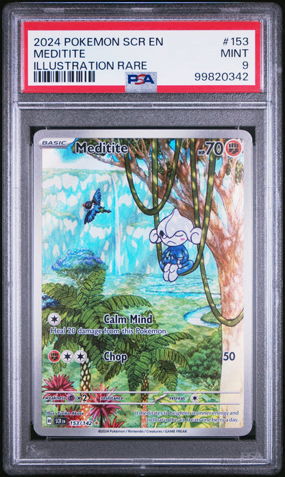 2024 POKEMON SCR EN-STELLAR CROWN #153 MEDITITE ILLUSTRATION RARE PSA 9