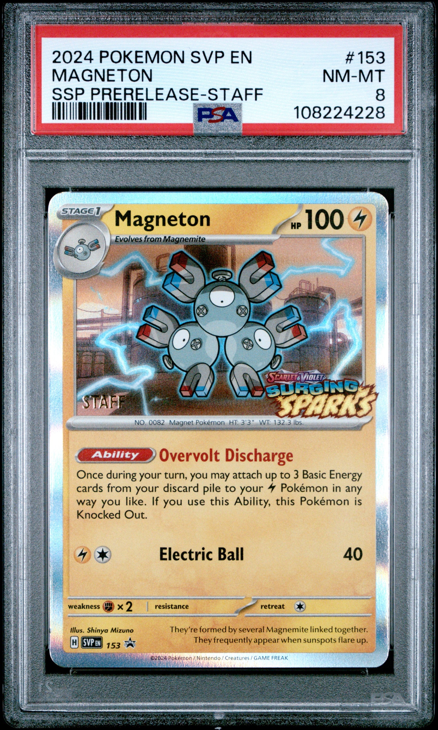 2024 POKEMON SVP EN-SV BLACK STAR PROMO #153 MAGNETON SSP PRERELEASE-STAFF PSA 9