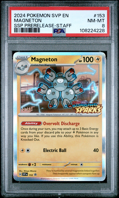 2024 POKEMON SVP EN-SV BLACK STAR PROMO #153 MAGNETON SSP PRERELEASE-STAFF PSA 9