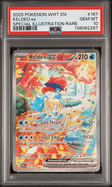 2025 POKEMON WHT EN-WHITE FLARE #167 KELDEO ex SPECIAL ILLUSTRATION RARE PSA 10