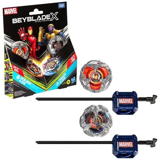 Beyblade X - Marvel - Iron Man 4-80B vs Thanos 4-60B (Top & Launcher) 2-Pack