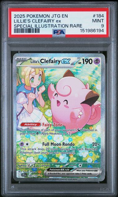 2025 POKEMON JTG EN-JOURNEY TOGETHER #184 LILLIE'S CLEFAIRY ex SPECIAL ILLUSTRATION RARE PSA 9