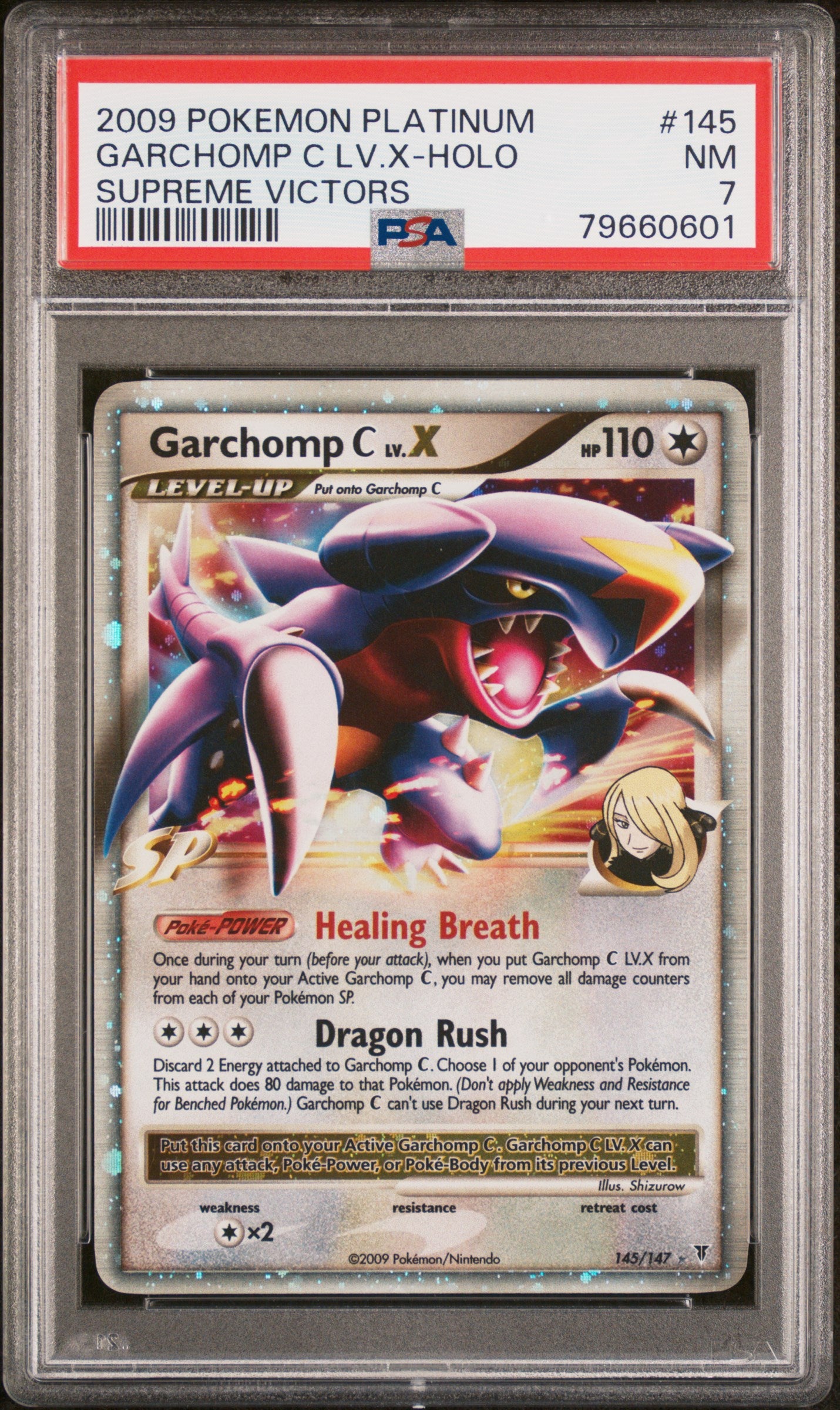 2009 POKEMON PLATINUM SUPREME VICTORS #145 GARCHOMP C LV.X-HOLO SUPREME VICTORS PSA 7