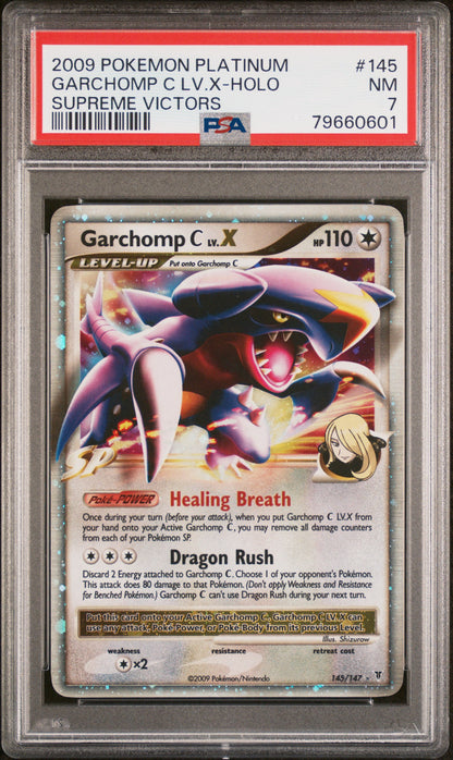 2009 POKEMON PLATINUM SUPREME VICTORS #145 GARCHOMP C LV.X-HOLO SUPREME VICTORS PSA 7