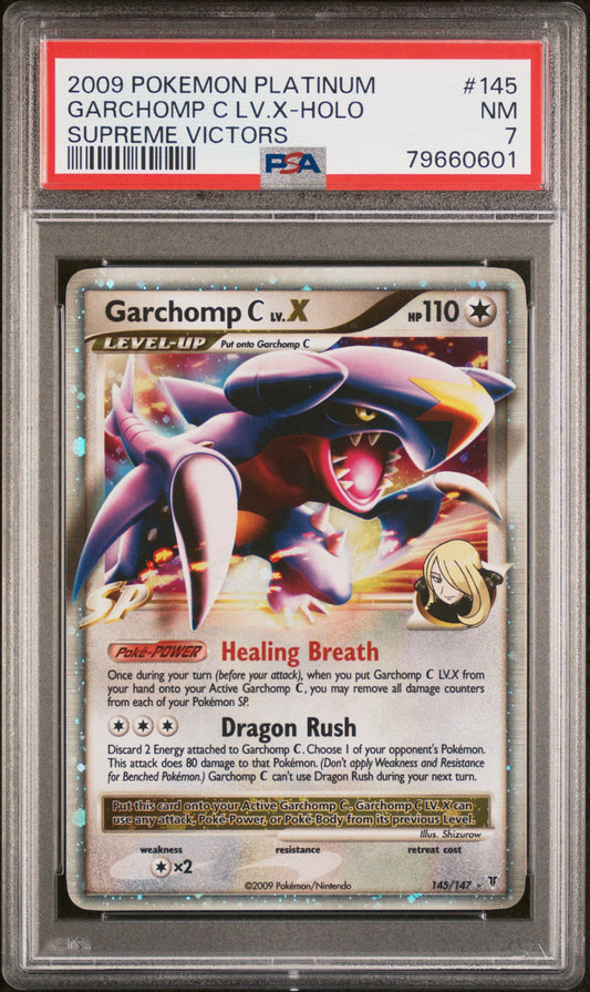 2009 POKEMON PLATINUM SUPREME VICTORS #145 GARCHOMP C LV.X-HOLO SUPREME VICTORS PSA 7