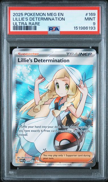 2025 POKEMON MEG EN-MEGA EVOLUTION #169 LILLIE'S DETERMINATION ULTRA RARE PSA 9
