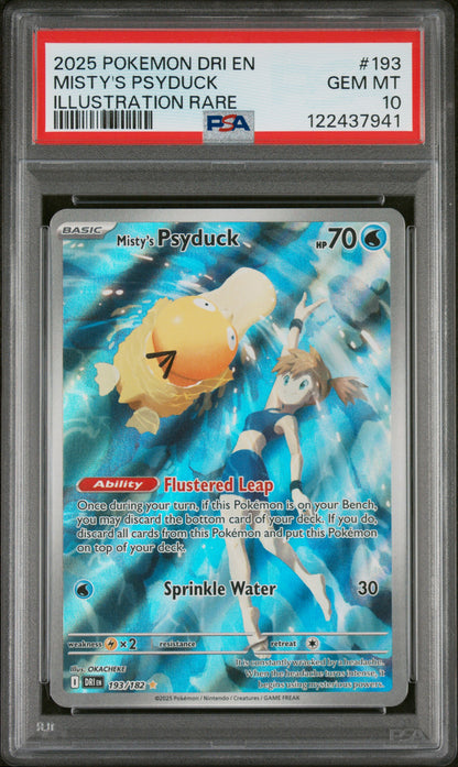 2025 POKEMON DRI EN-DESTINED RIVALS #193 MISTY'S PSYDUCK ILLUSTRATION RARE PSA 10