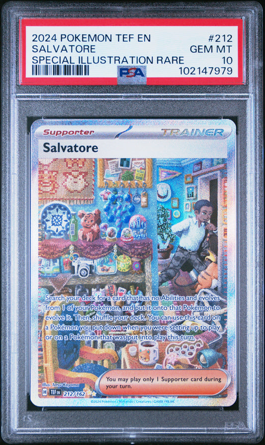 2024 POKEMON TEF EN-TEMPORAL FORCES #212 SALVATORE SPECIAL ILLUSTRATION RARE PSA 10