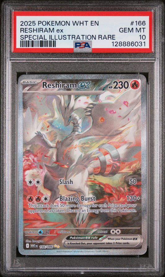 2025 POKEMON WHT EN-WHITE FLARE #166 RESHIRAM ex SPECIAL ILLUSTRATION RARE PSA 10