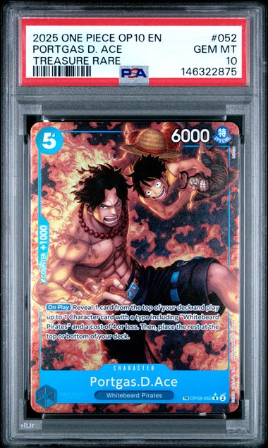2025 ONE PIECE OP10-ROYAL BLOOD #052 PORTGAS D. ACE TREASURE RARE PSA 10