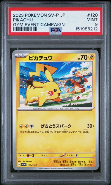 2023 POKEMON JAPANESE SV-P PROMO #120 PIKACHU GYM EVENT CAMPAIGN PSA 9