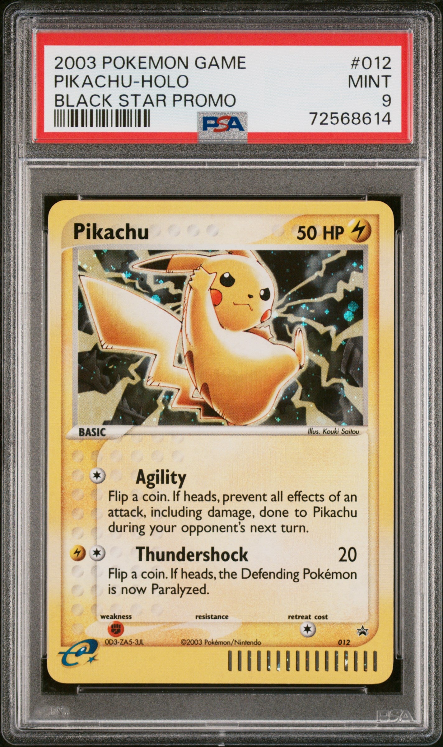 2003 POKEMON BLACK STAR PROMO #012 PIKACHU-HOLO BLACK STAR PROMO PSA 9