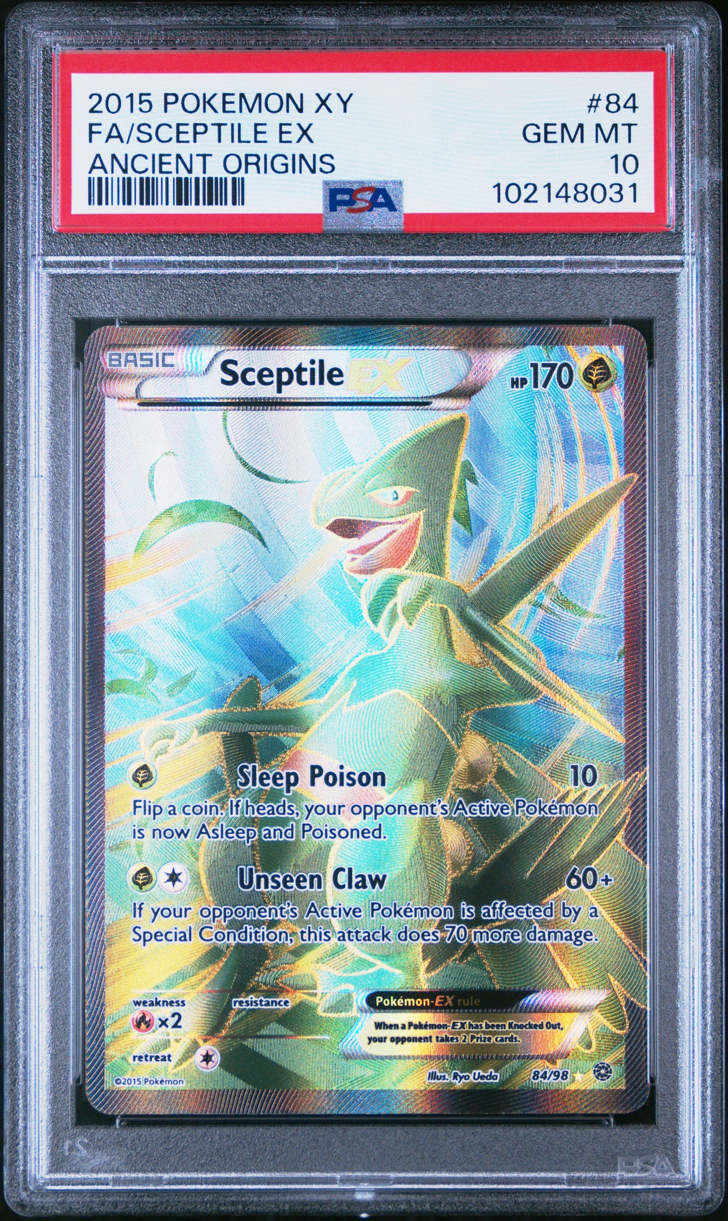 2015 POKEMON XY ANCIENT ORIGINS #84 FA/SCEPTILE EX ANCIENT ORIGINS PSA 10