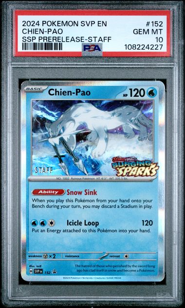 2024 POKEMON SVP EN-SV BLACK STAR PROMO #152 CHIEN-PAO SSP PRERELEASE-STAFF PSA 10